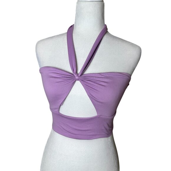 TRESSER Los Angeles Brand Lilac Halter Cutout Crop Top Size Small - Picture 1 of 7